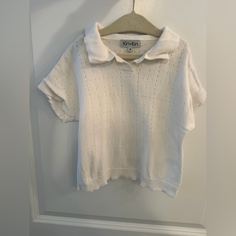 Kin+kin white short sleeve sweater